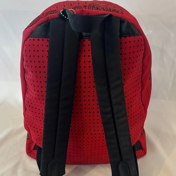 Coach Red and Black Paisley Perforated Backpack - Picture 6 of 12